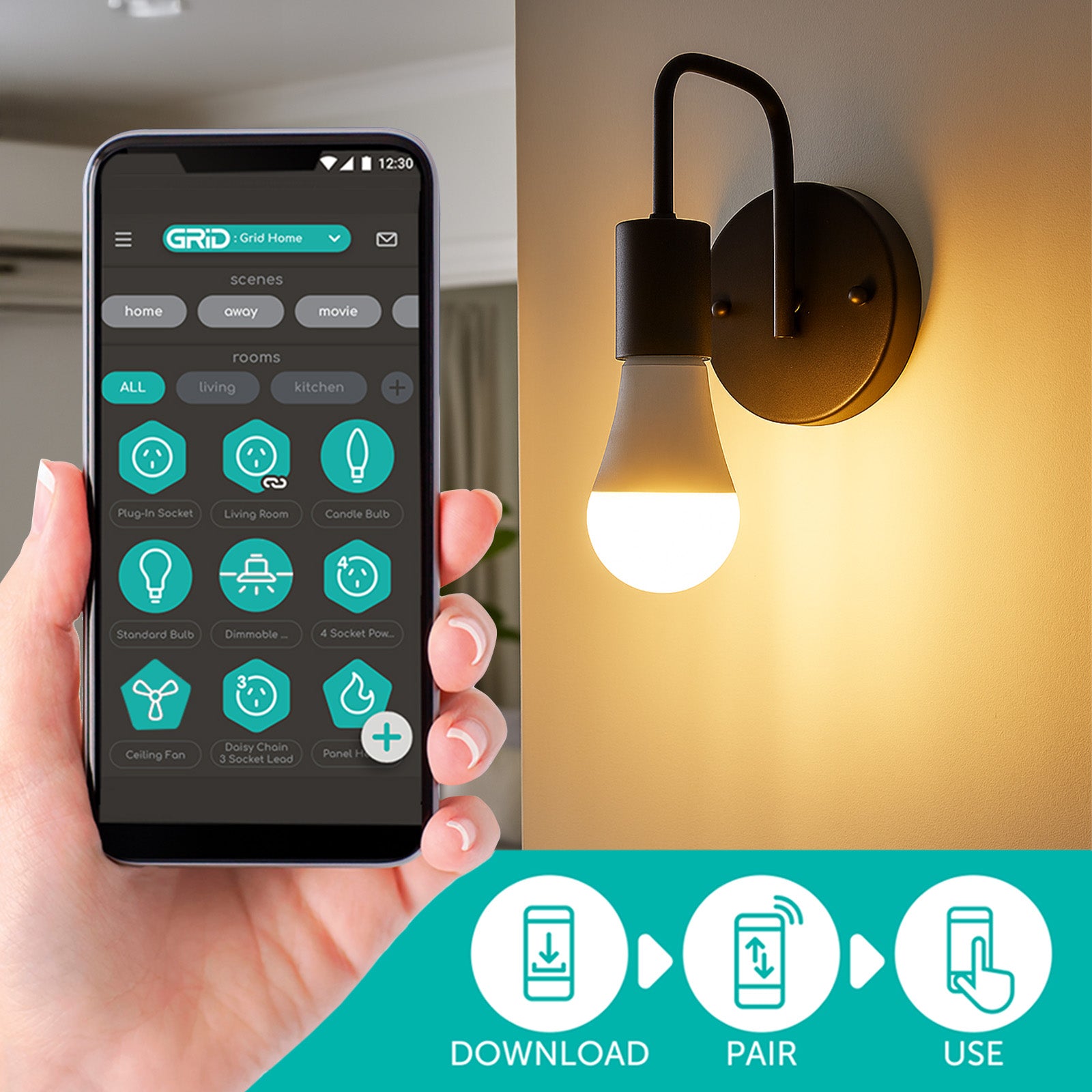 Arlec E27 12W smart LED globe, 1050lm CCT colour mode Grid Connect bulb
