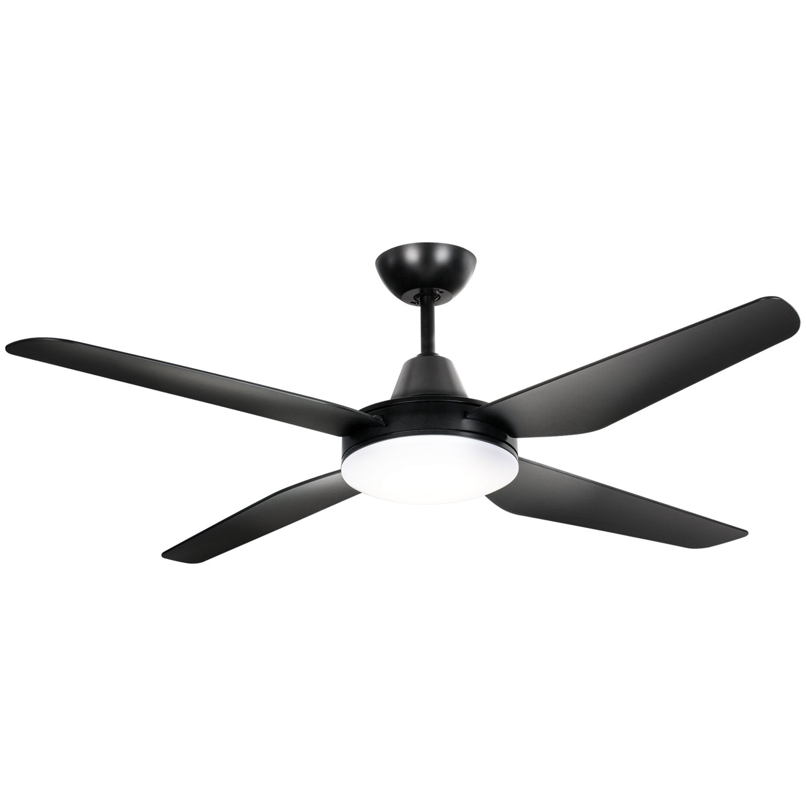Arlec 130cm Black Madrid 4 Blade DC Ceiling Fan with Light Wi-Fi smart cooling Smart with Grid Connect