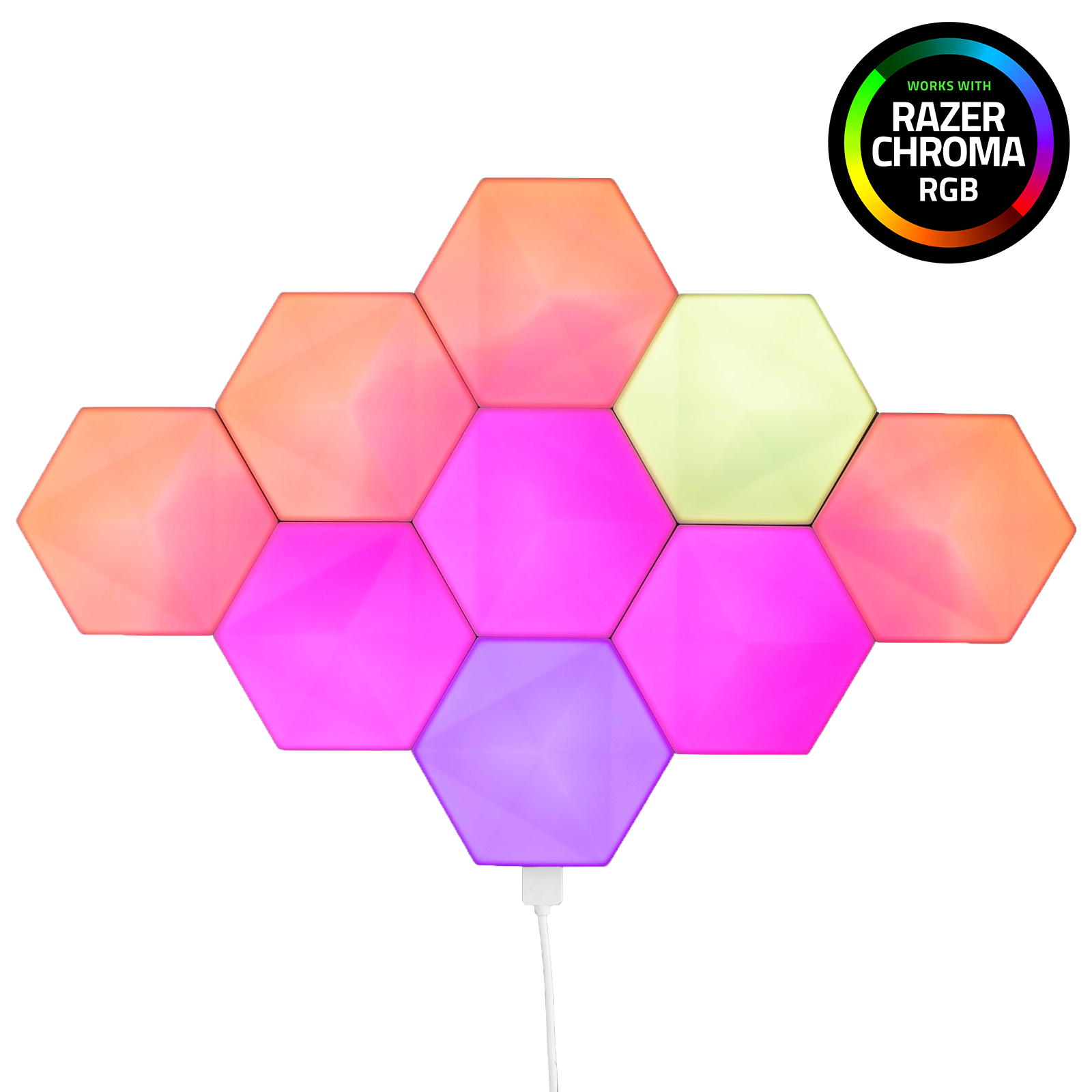 Arlec Grid Connect Smart Modular Hexagon Lights 9-Piece with Razer Chroma