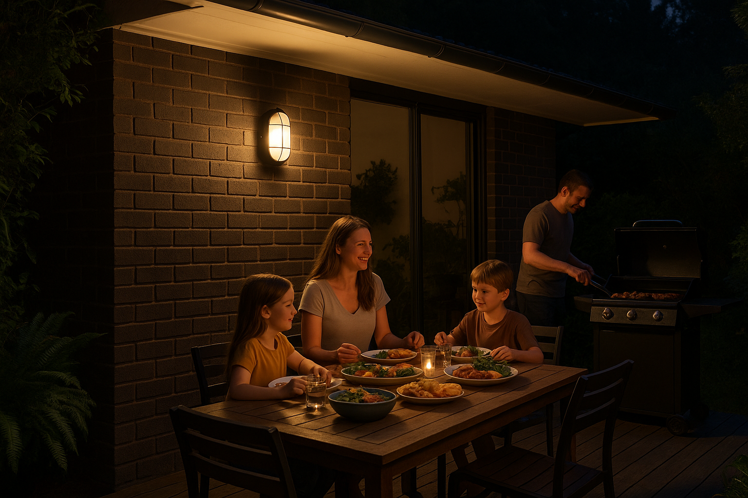 Australian Backyard Dinner – Wi-Fi smart outdoor lighting, Grid Connect app, garden and patio ambience, Google Assistant & Alexa compatible, Bunnings outdoor living
