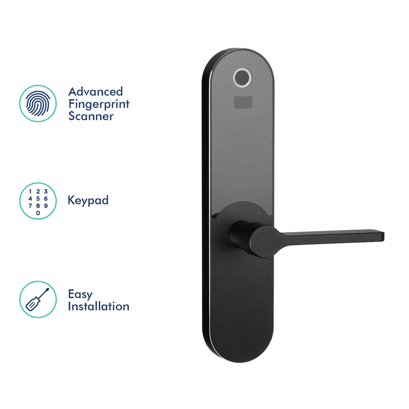 Lemaar Grid Connect Smart Black Electronic Radius Latch Entry Lock