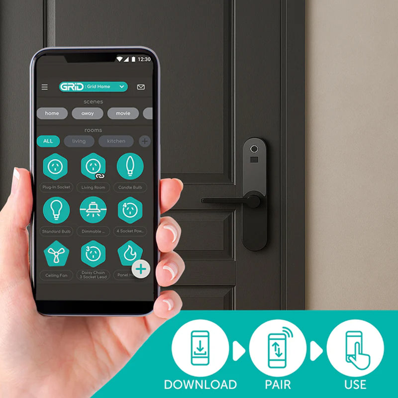 Lemaar Grid Connect Smart Black Electronic Radius Latch Entry Lock