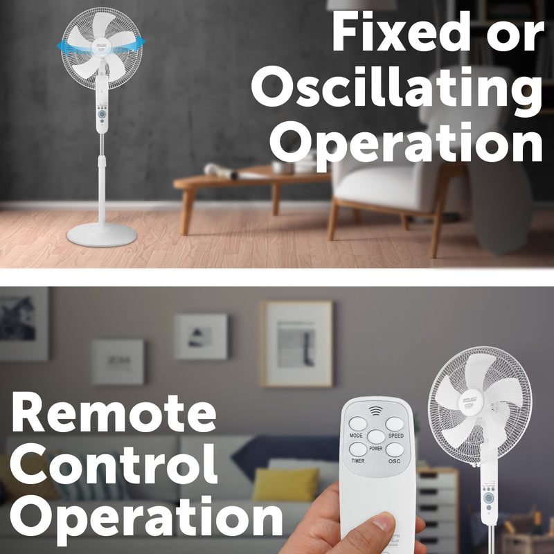 Arlec White 40cm 5-Blade Grid Connect Smart Pedestal Fan with Remote Control