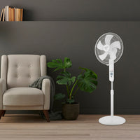 Arlec White 40cm 5-Blade Grid Connect Smart Pedestal Fan with Remote Control