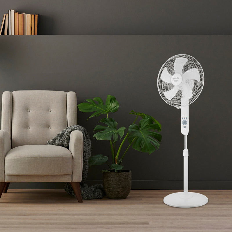 Arlec White 40cm 5-Blade Grid Connect Smart Pedestal Fan with Remote Control