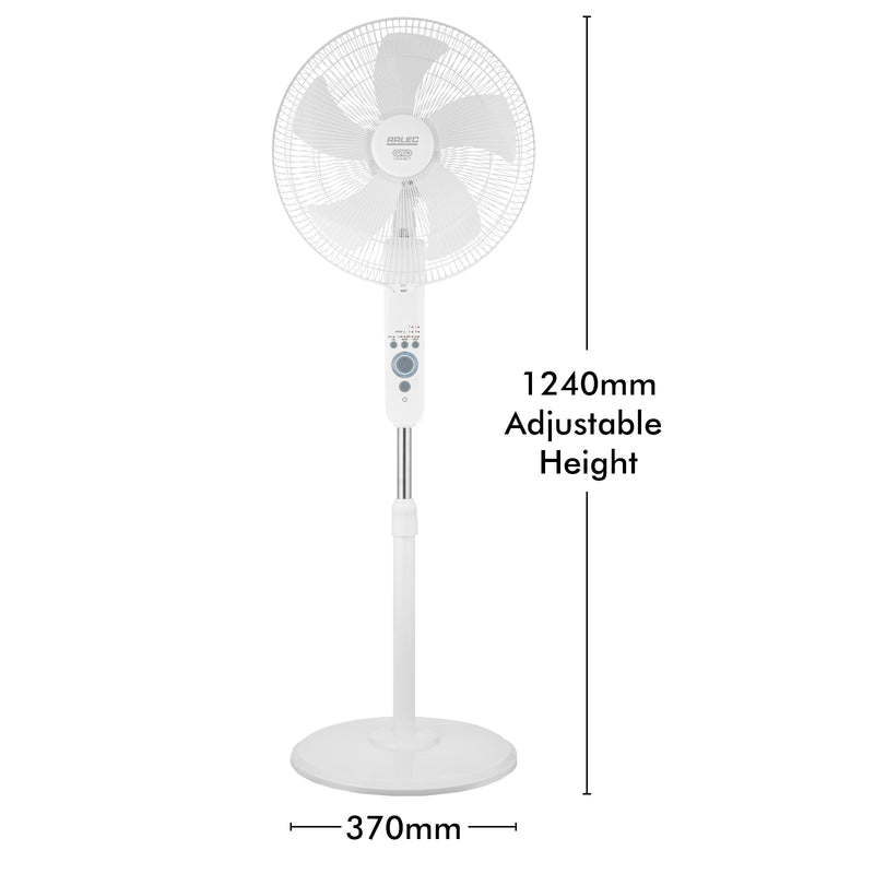 Arlec White 40cm 5-Blade Grid Connect Smart Pedestal Fan with Remote Control