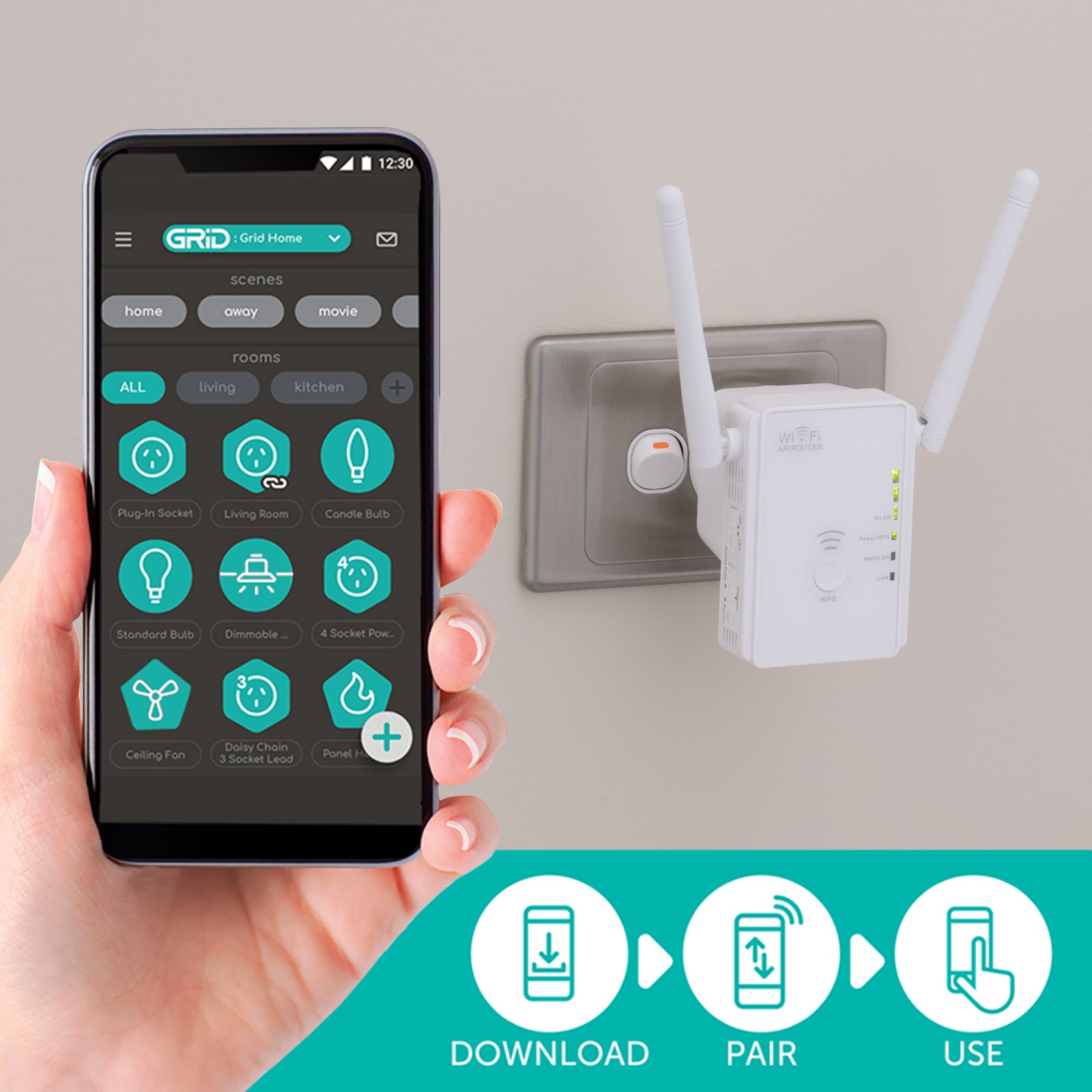 Antsig smart Wi-Fi range extender, Grid Connect network booster
