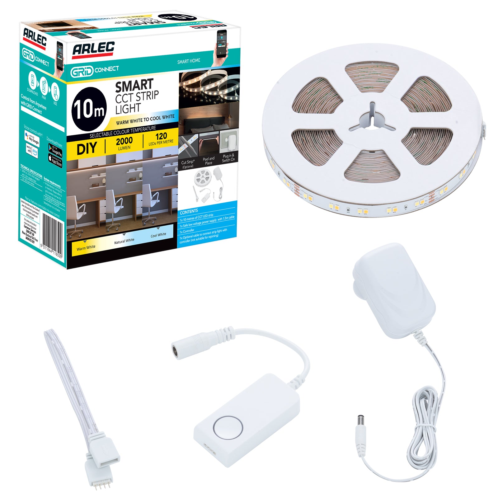 Arlec Grid Connect Smart 10m CCT LED Strip Light – Cool & Warm White