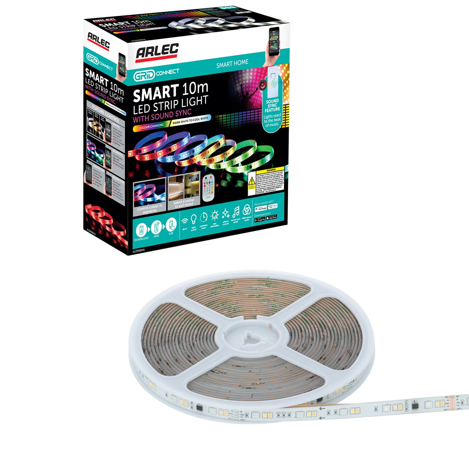 Arlec Grid Connect Smart 10m RGB LED Sound Sync Strip Light