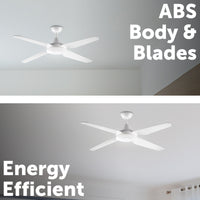 Arlec Grid Connect Smart 130cm White Madrid ABS Ceiling Fan with 4 Blades