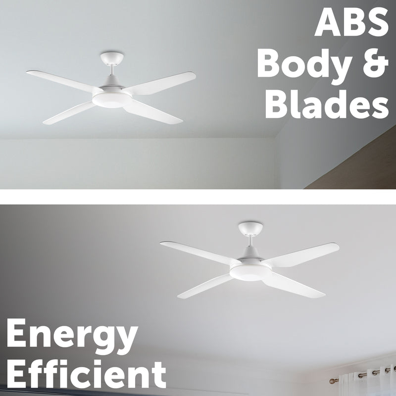Arlec Grid Connect Smart 130cm White Madrid ABS Ceiling Fan with 4 Blades