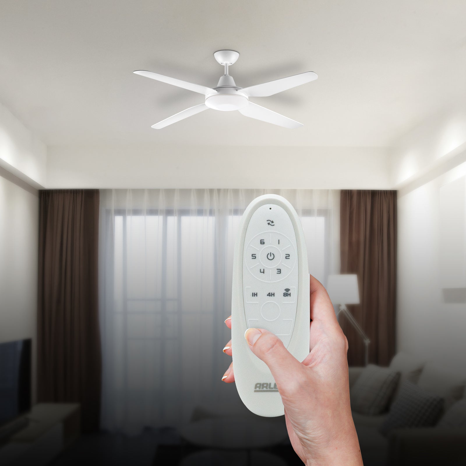 Arlec Grid Connect Smart 130cm White Madrid ABS Ceiling Fan with 4 Blades