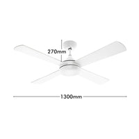 Arlec 130cm White Smart DC Ceiling Fan with LED Light & Remote Wi-Fi Smart with Grid Connect