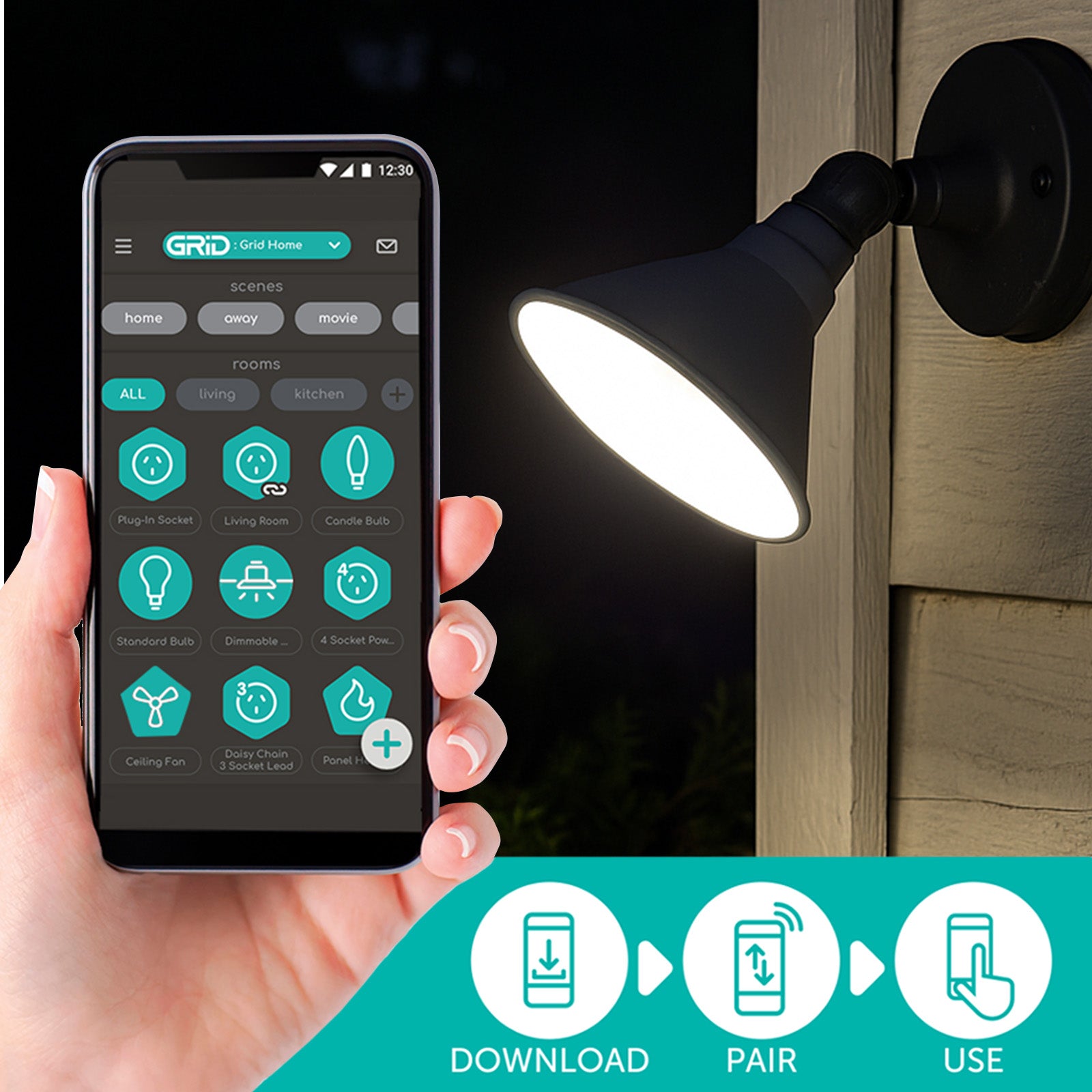 Arlec PAR38 E27 15W smart LED globe, 1350lm Grid Connect CCT light bulb