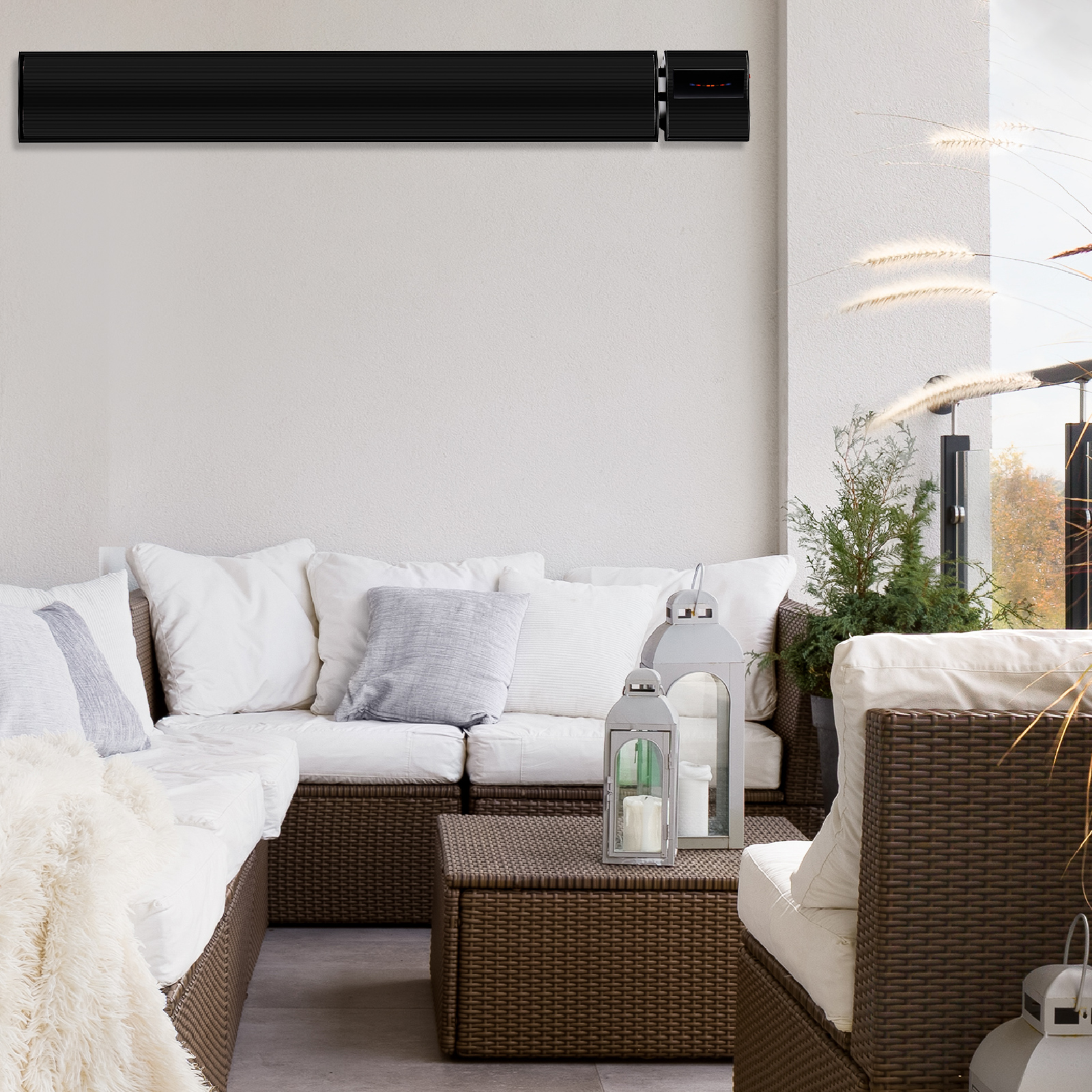 Arlec Grid Connect Smart 2400W Black Alfresco Outdoor Strip Heater