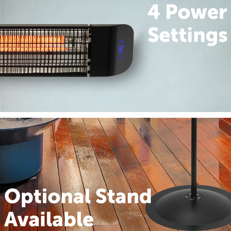 Arlec 2400W black smart infrared strip heater, Grid Connect electric heater