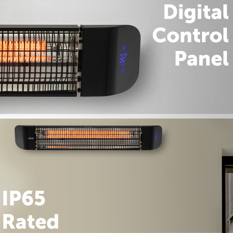 Arlec 2400W black smart infrared strip heater, Grid Connect electric heater