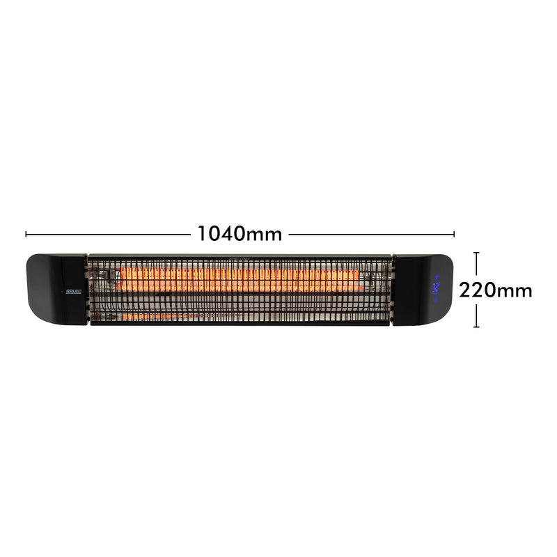 Arlec 2400W black smart infrared strip heater, Grid Connect electric heater