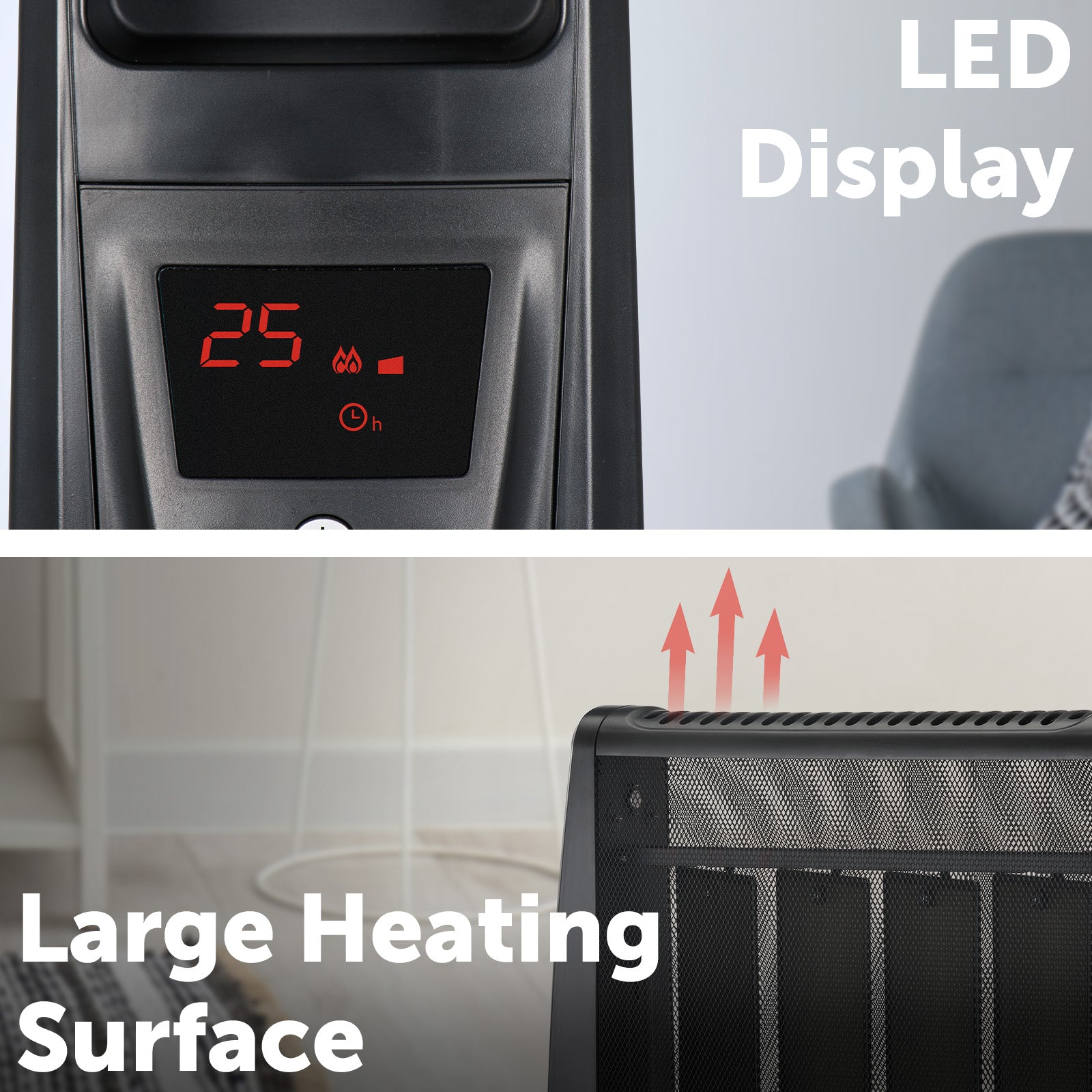 Arlec 2400W smart micathermic heater, Grid Connect electric room heater
