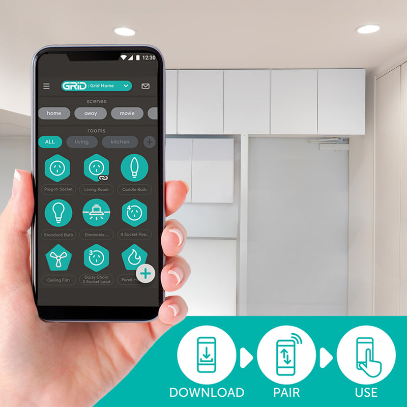 Arlec 9W RGB+CCT Smart LED Downlight 92mm Wi-Fi lighting with Grid Connect 
