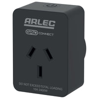 Arlec black smart plug socket with energy meter, Grid Connect power adaptor