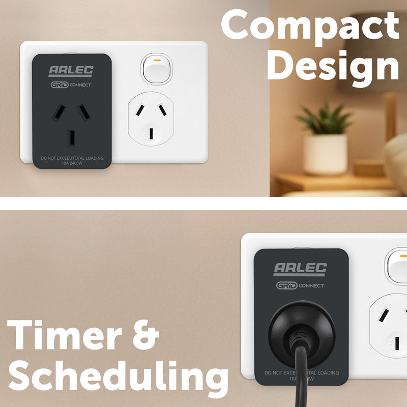 Arlec black smart plug socket with energy meter, Grid Connect power adaptor