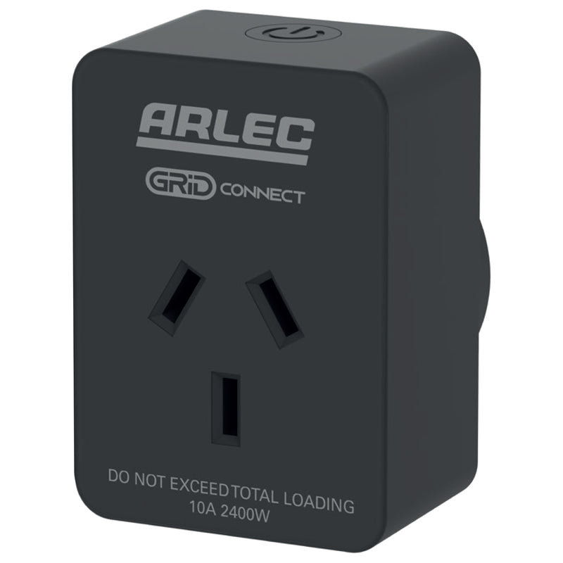 Arlec black smart plug socket with energy meter, Grid Connect power adaptor