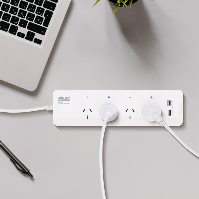 Arlec smart powerboard with USB A and C charging, 4 outlet Grid Connect power strip
