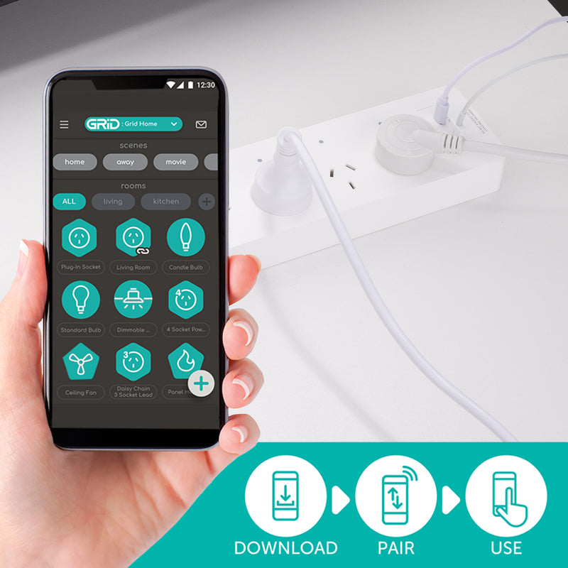 Arlec smart powerboard with USB A and C charging, 4 outlet Grid Connect power strip