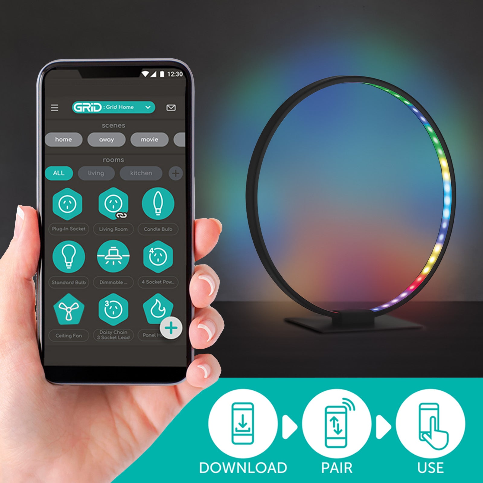 Arlec Grid Connect Smart Circular RGB Ambient LED Light