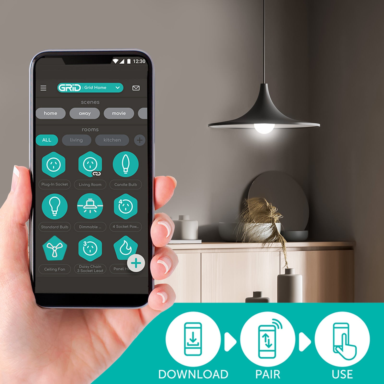 Arlec E14 RGB fancy round LED globe, 5.5W 470lm colour changing smart bulb