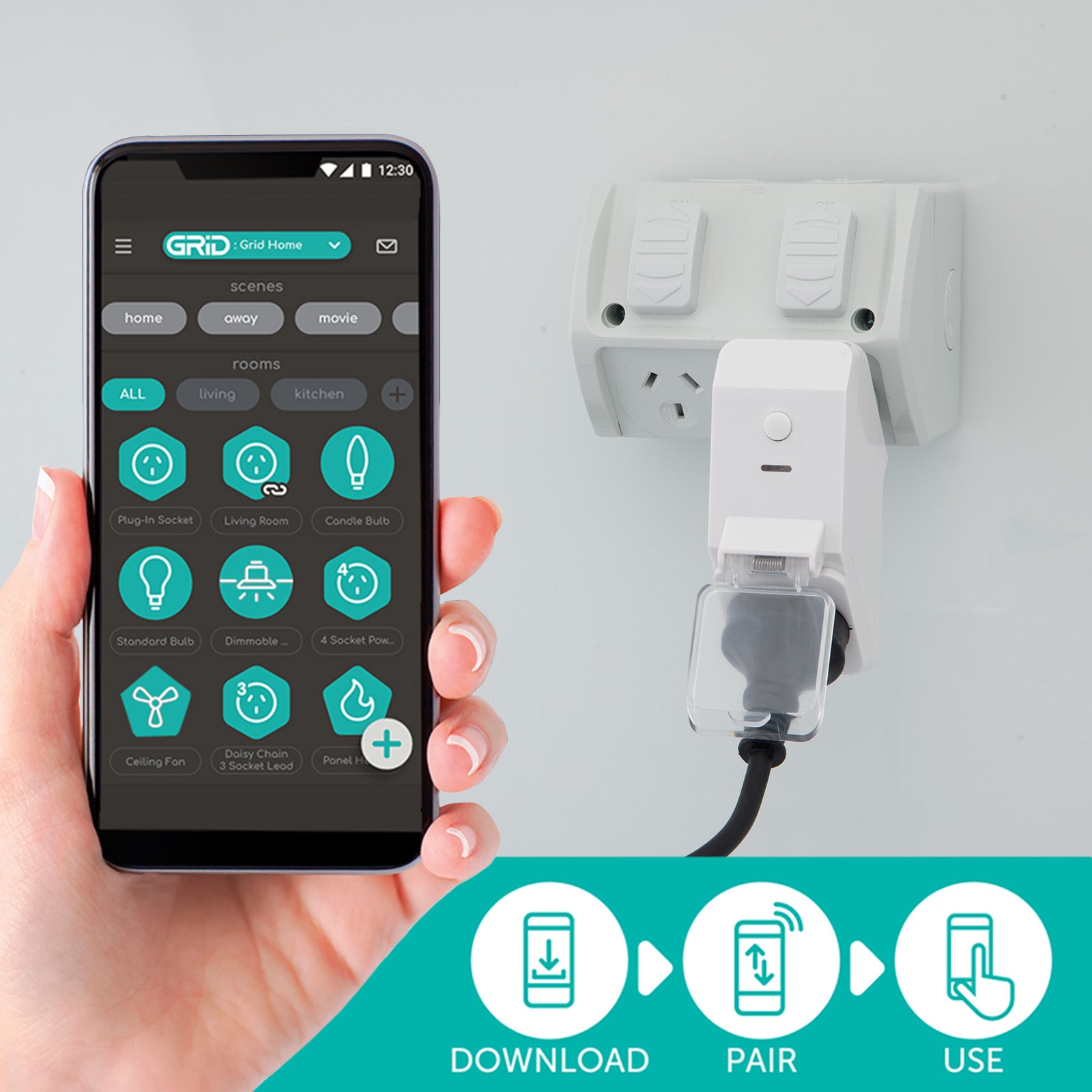 Arlec smart heavy duty outdoor timer, IP44 weatherproof Grid Connect switch