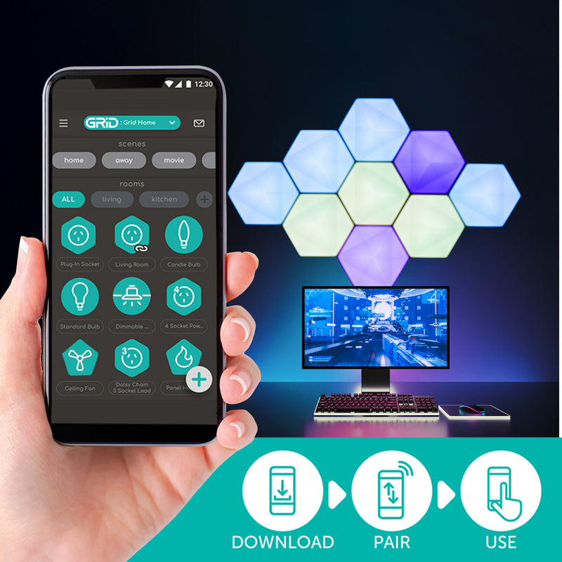 Arlec Grid Connect Smart Hexagon RGB LED Panel Lights with Razor Chroma