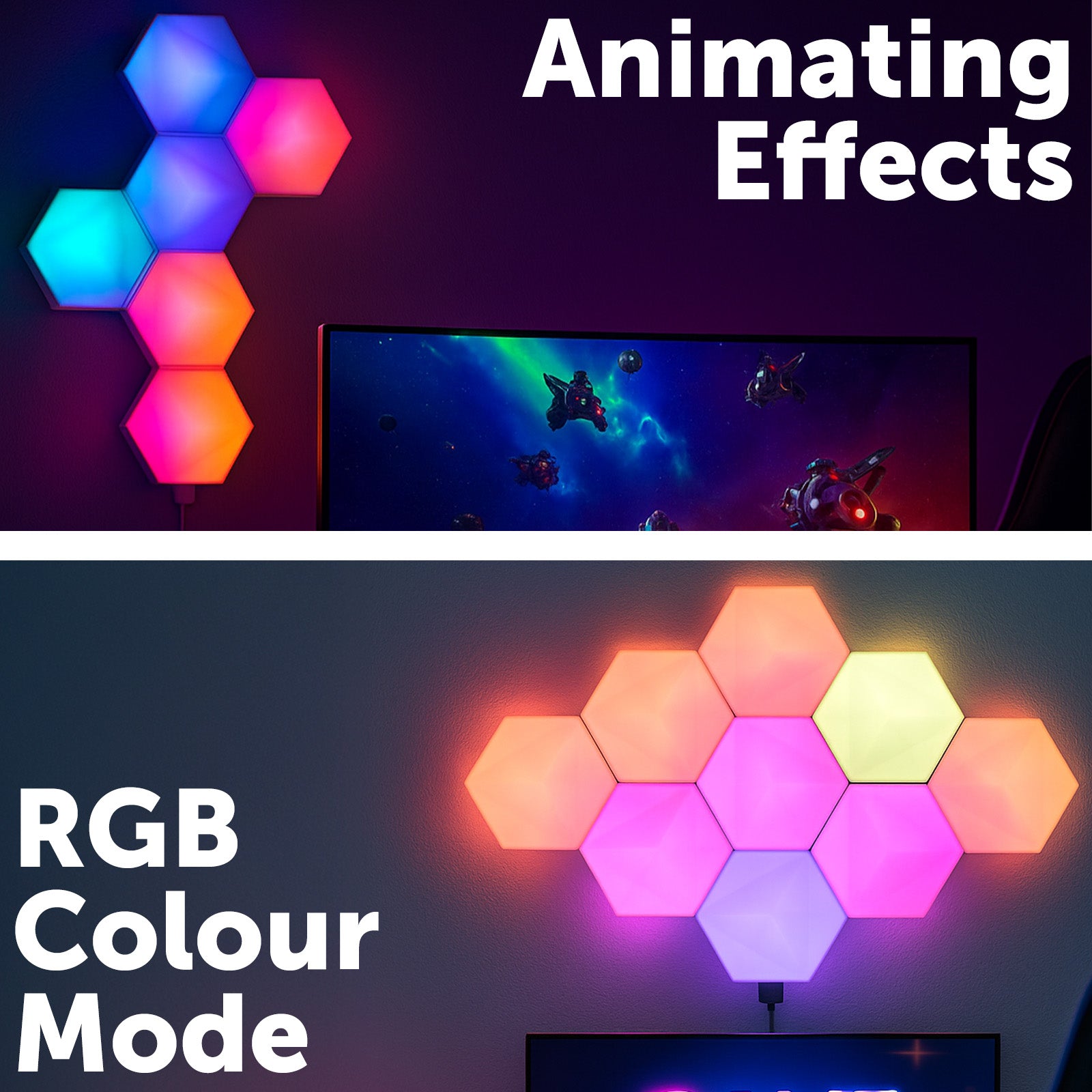 Arlec Grid Connect Smart Hexagon RGB LED Panel Lights with Razor Chroma