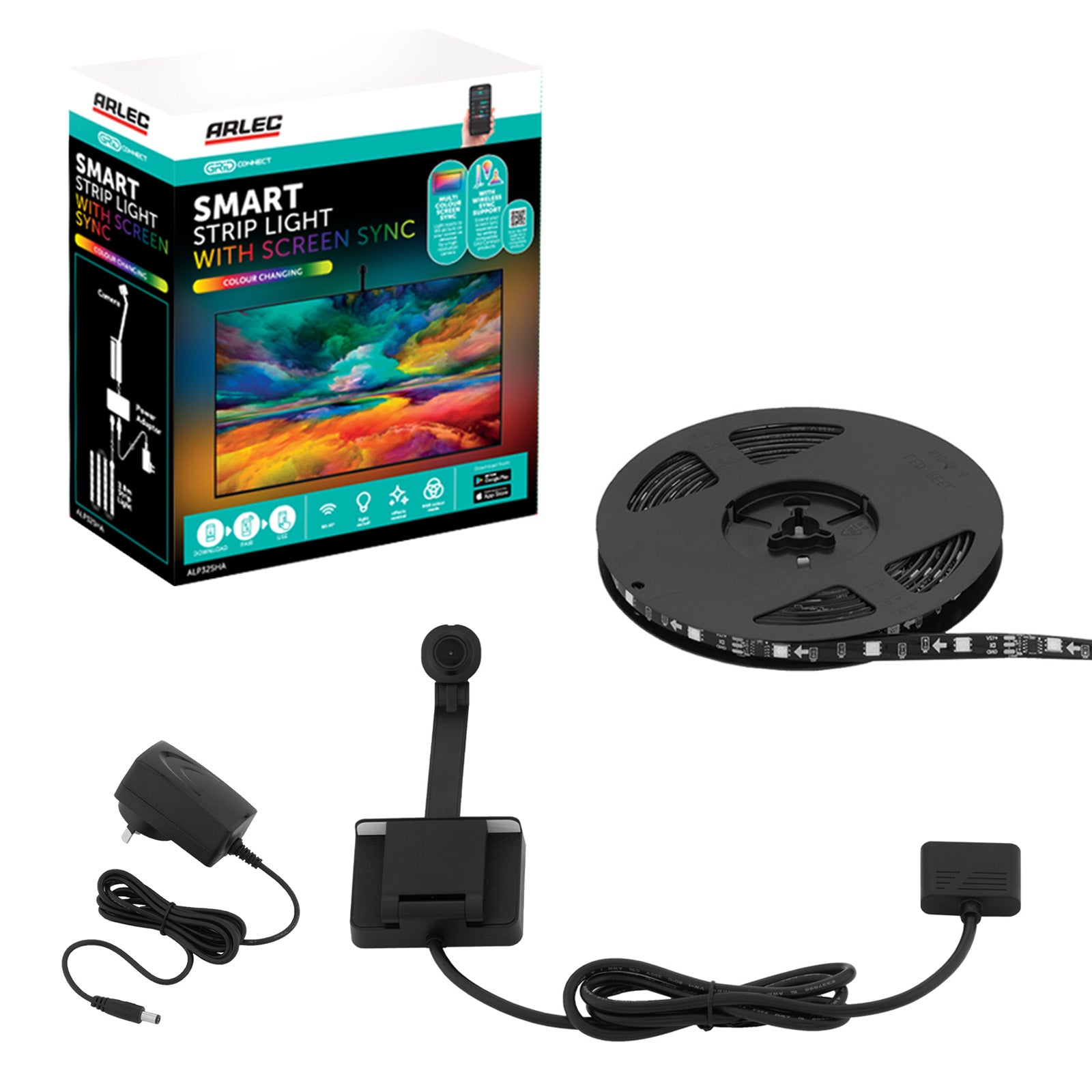 Arlec Smart Multi-Colour Screen Sync Strip Light Wi-Fi sync RGB lighting Smart with Grid Connect