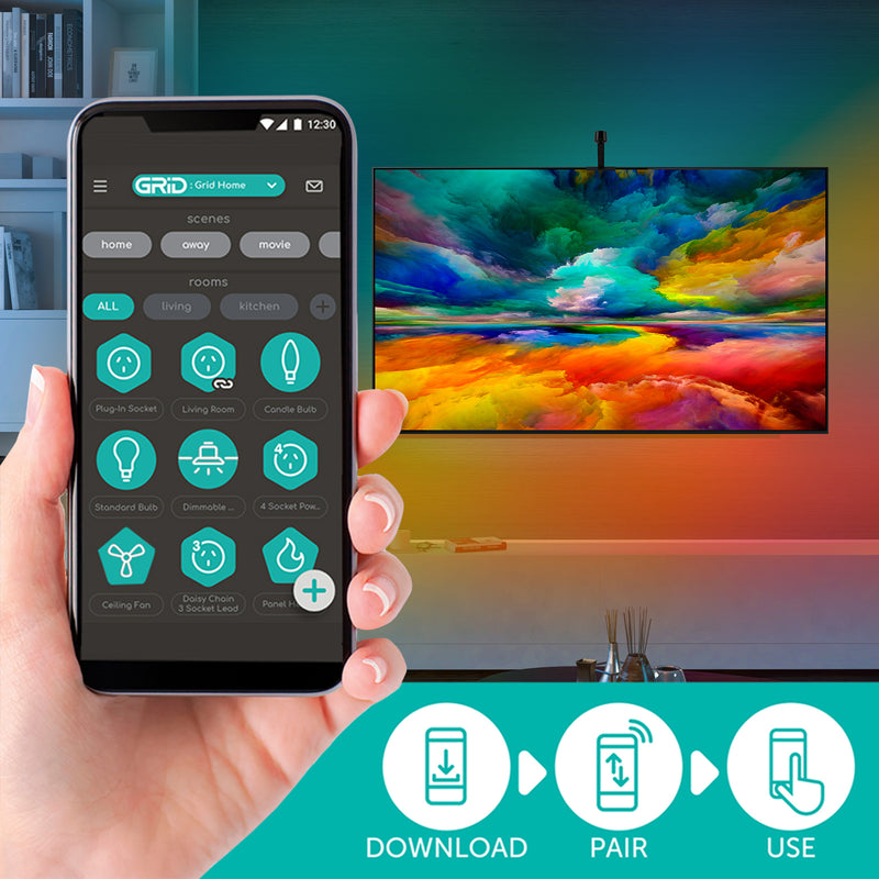 Arlec Smart Multi-Colour Screen Sync Strip Light Wi-Fi sync RGB lighting Smart with Grid Connect