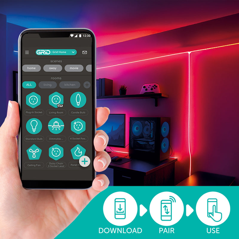 Arlec 5m smart neon flex light with Razer Chroma RGB, Grid Connect decorative lighting