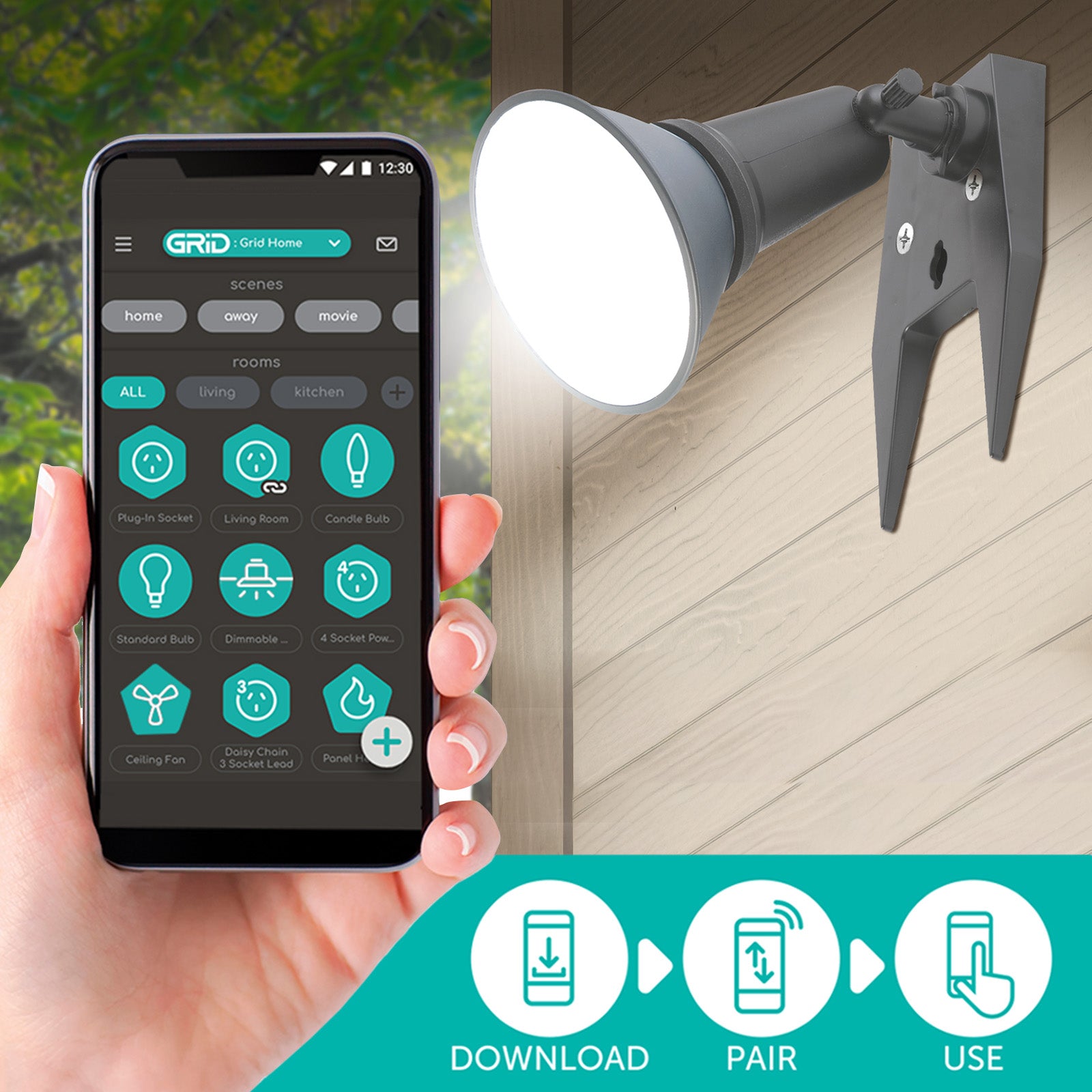 Arlec PAR38 E27 15W smart LED light globe, 1350lm Grid Connect CCT bulb