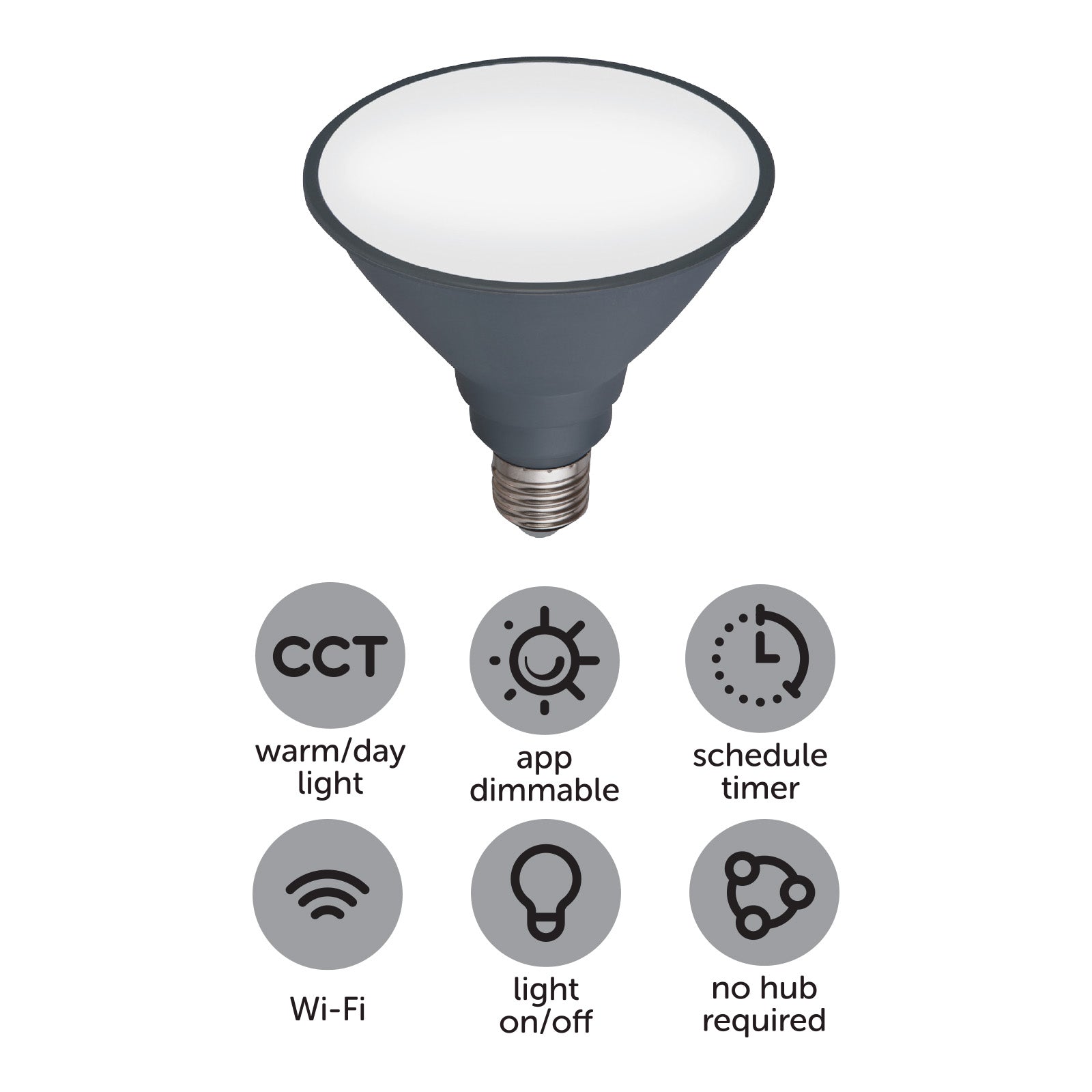 Arlec PAR38 E27 15W smart LED light globe, 1350lm Grid Connect CCT bulb