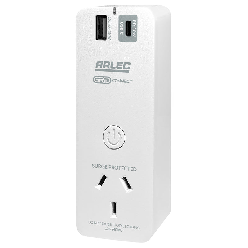 Arlec smart multi-function plug socket with USB PD20W, Grid Connect power adaptor