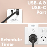 Arlec smart plug socket with USB charging, Grid Connect power adaptor