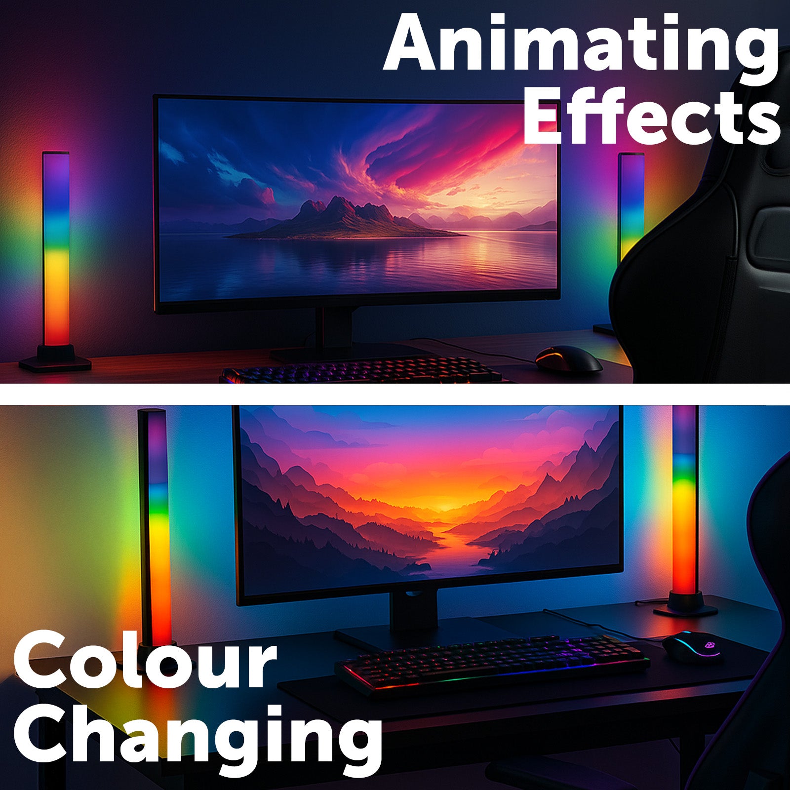 Arlec Grid Connect Smart RGB LED Desk Lights Twin Pack with Razor Chroma