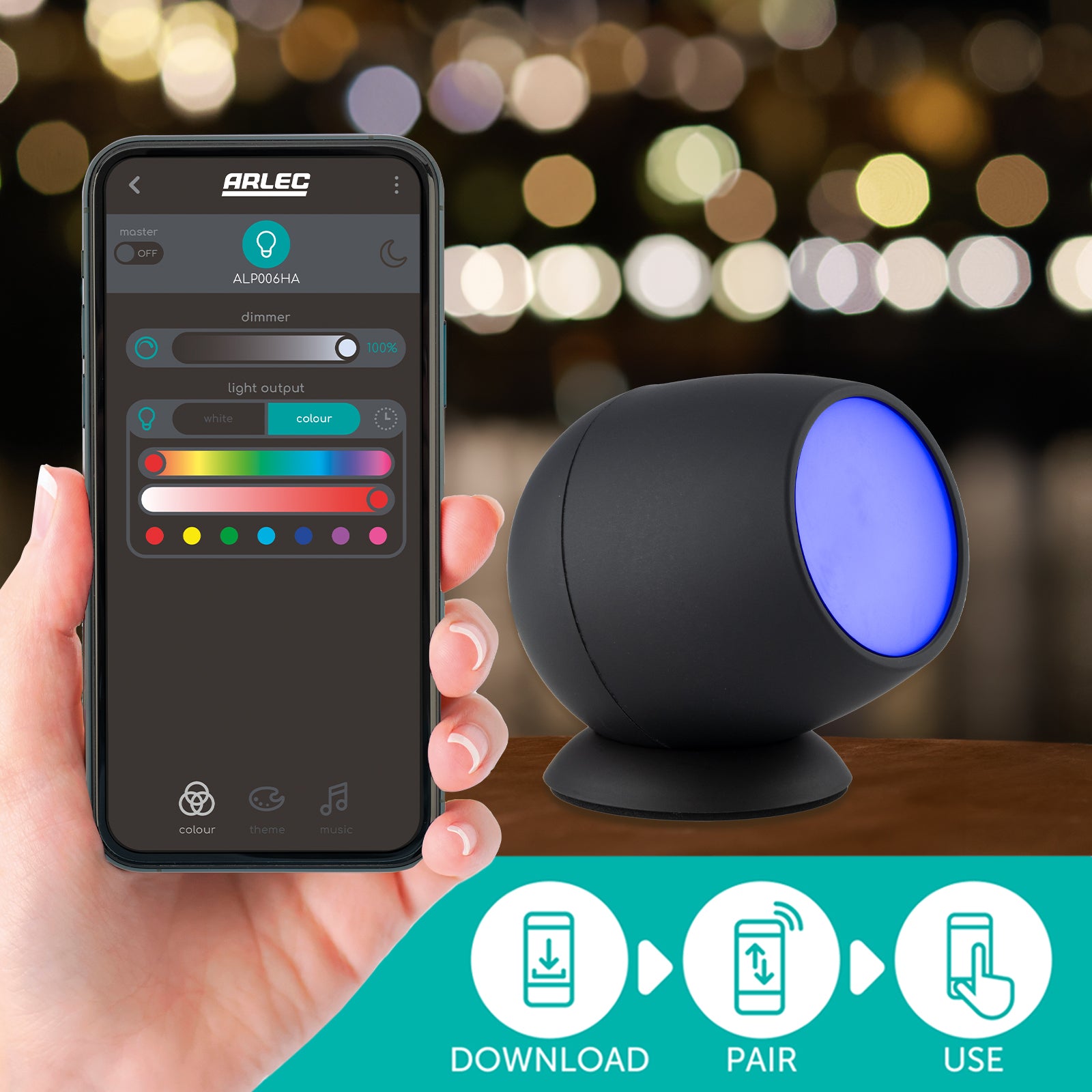 Arlec Grid Connect Smart Tabletop Spotlight Wi-Fi portable lighting