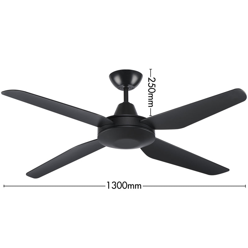 Arlec 130cm Black Madrid 4 Blade DC Ceiling Fan Wi-Fi smart cooling Smart with Grid Connect