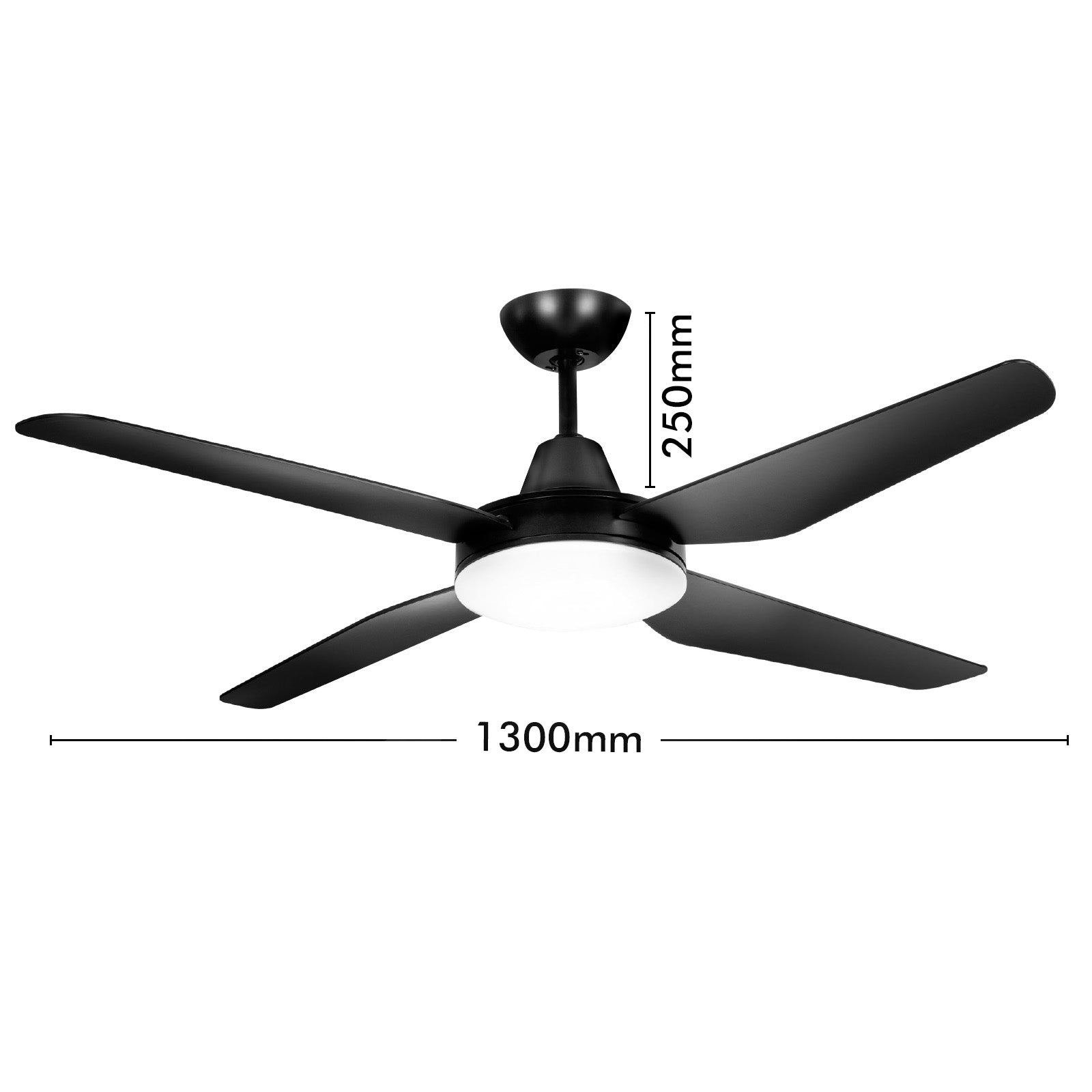 Arlec 130cm Black Madrid 4 Blade DC Ceiling Fan with Light Wi-Fi smart cooling Smart with Grid Connect