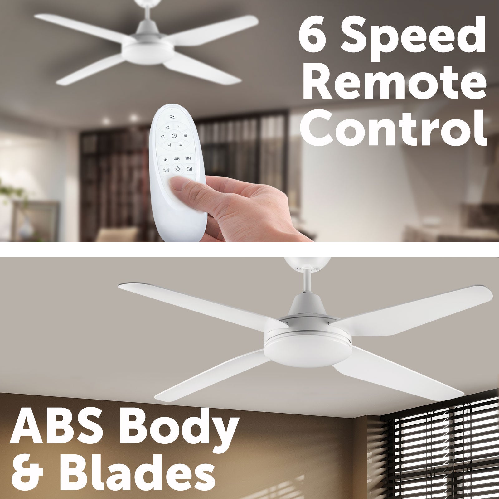 Arlec 130cm White Madrid ABS Smart Ceiling Fan with Light Wi-Fi control Smart with Grid Connect