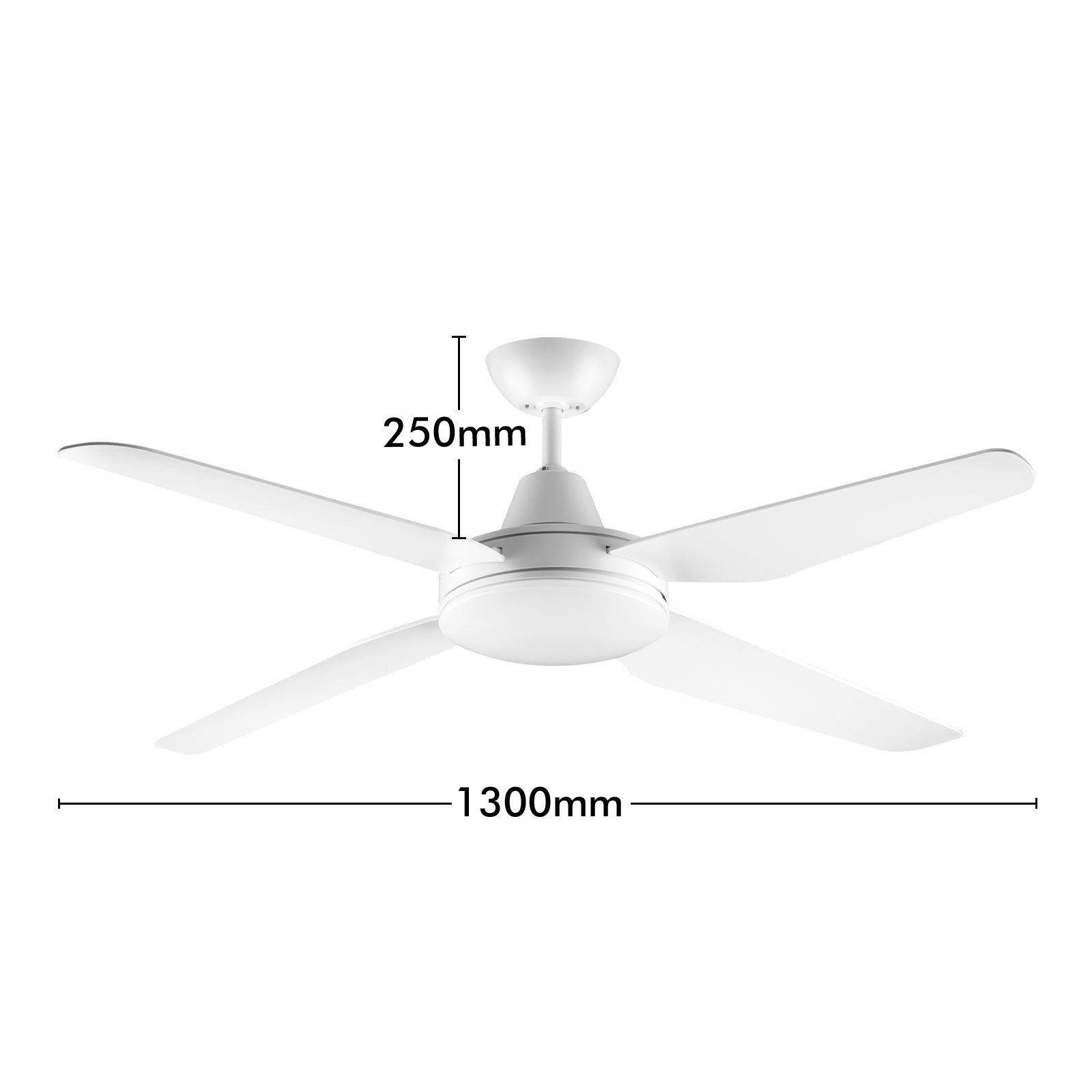 Arlec 130cm White Madrid ABS Smart Ceiling Fan with Light Wi-Fi control Smart with Grid Connect