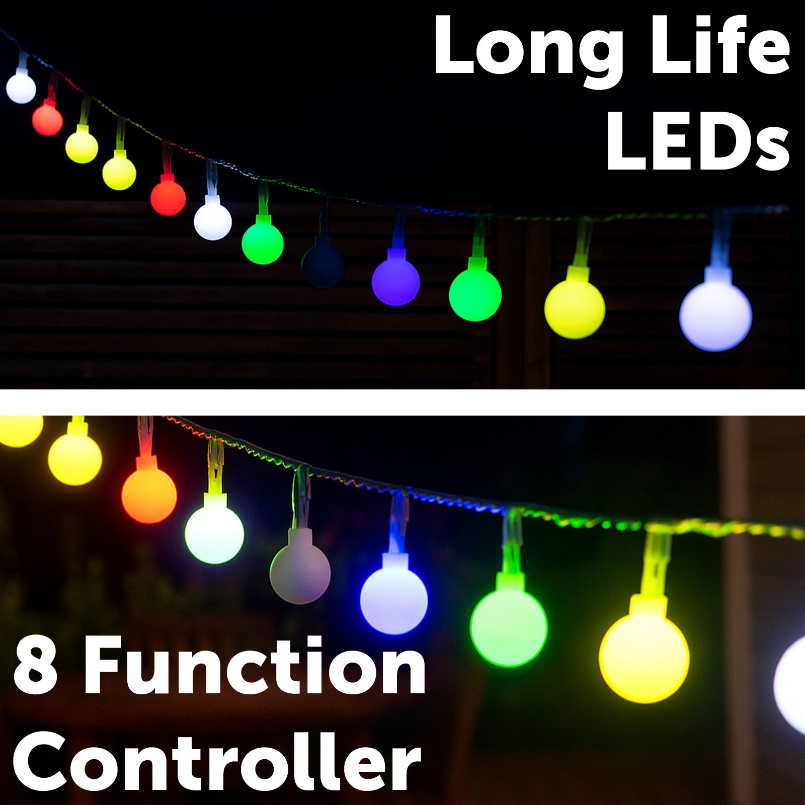 Arlec RGB colour changing LED ball lights, 160 LED Grid Connect smart string lights