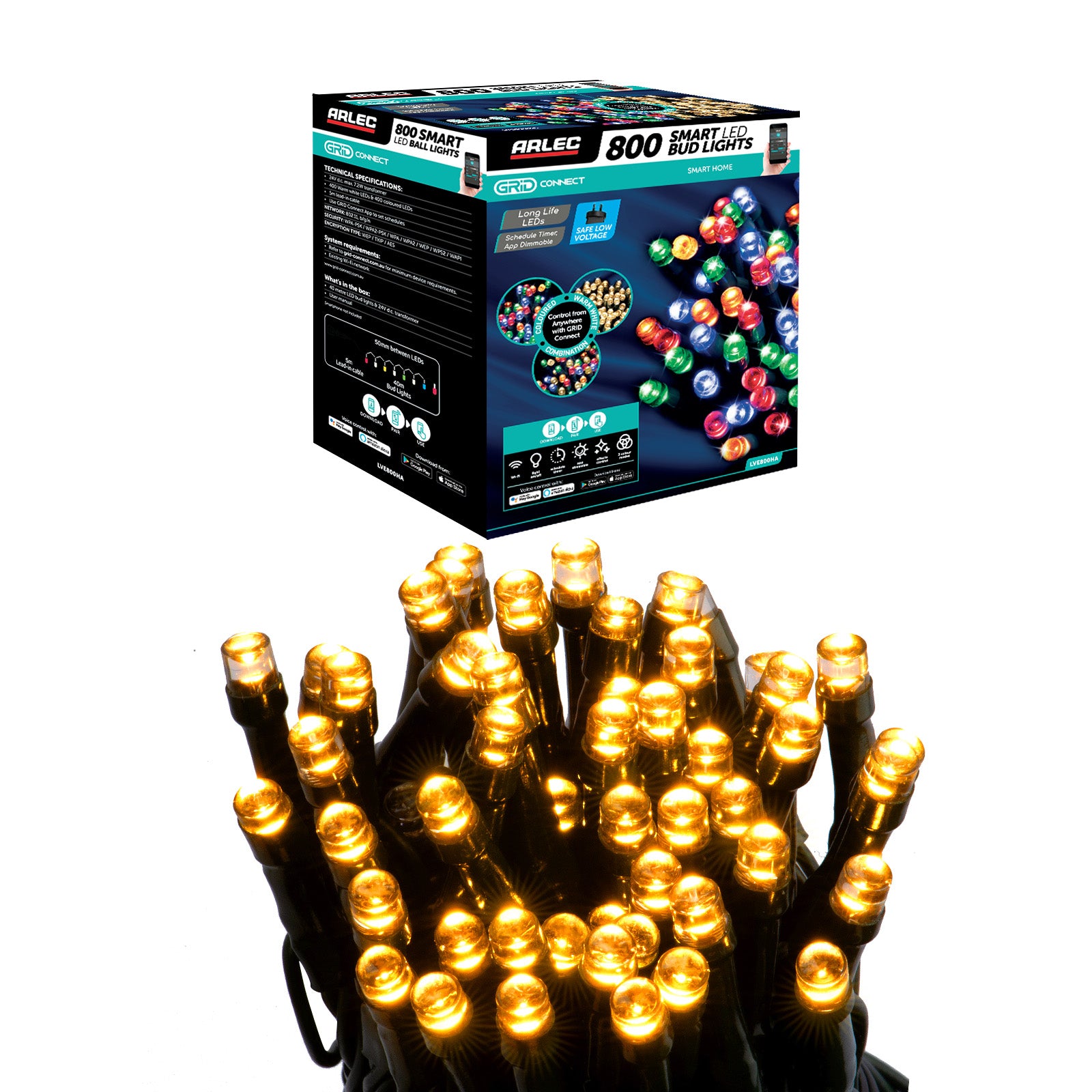 Arlec 800 LED bud string lights, smart Grid Connect decorative lighting