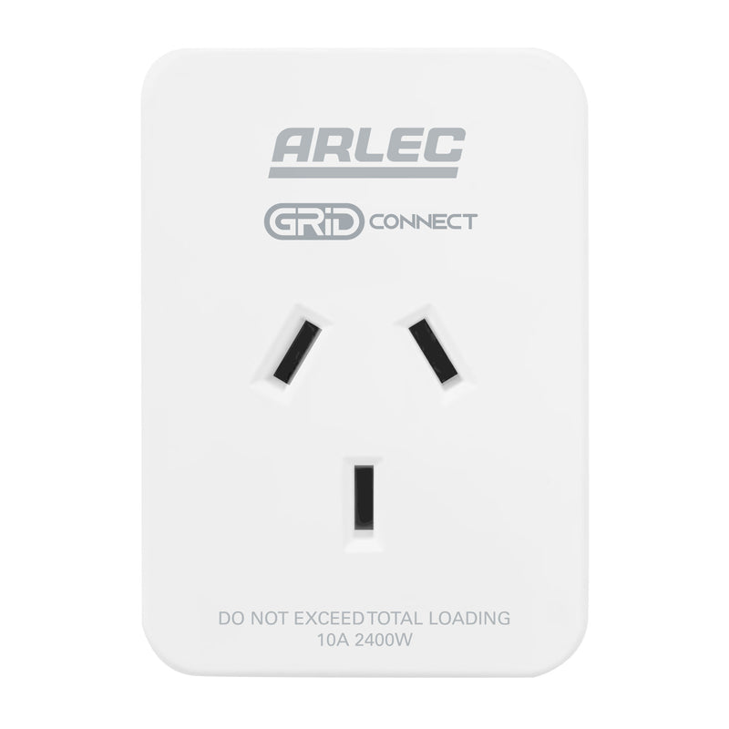 Arlec white smart plug socket with energy meter, single pack Grid Connect power adaptor